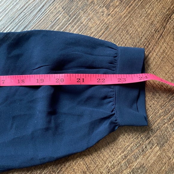 ModCloth NWT Navy Blue Mock Neck Key Hole Back chiffon Mini Dress Size 8 preppy - Picture 16 of 16